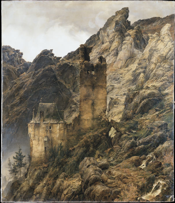Rocky Landscape: Gorge with Ruins de Carl Friedrich Lessing