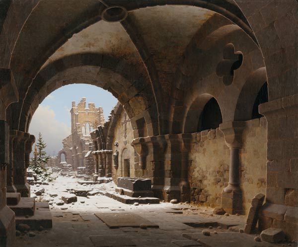 Kirchenruine im Winter. 1848 de Carl Georg Hasenpflug