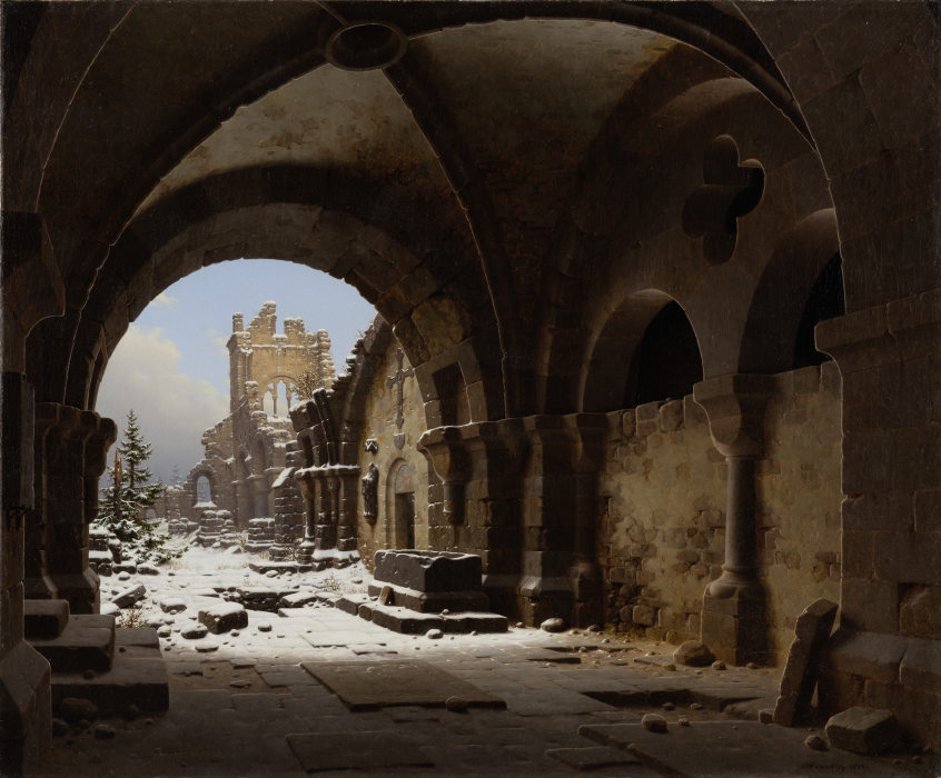 Church Ruin in Winter de Carl Georg Hasenpflug