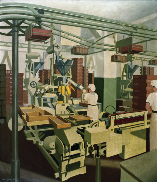 Maschinensaal mit zwei Maedchen bei de Carl Grossberg
