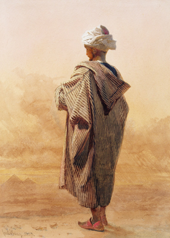 Cairo, an Arab at Dusk before the Pyramids de Carl Haag