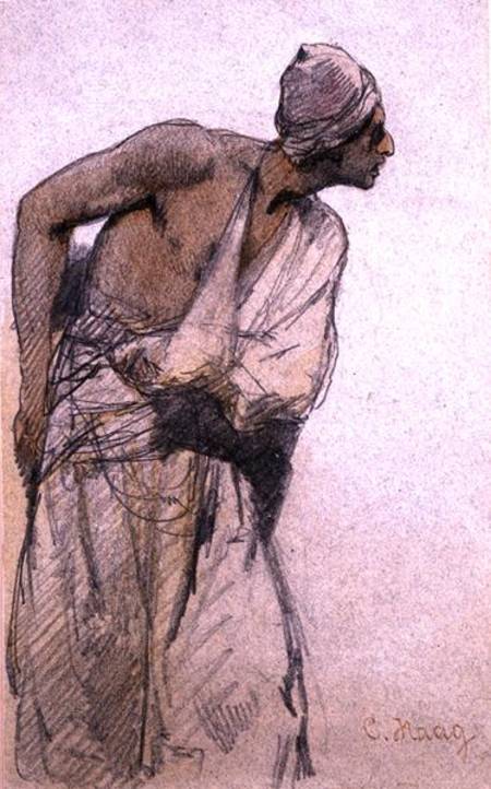 An Arab Peasant (pencil and w/c wash on paper) de Carl Haag