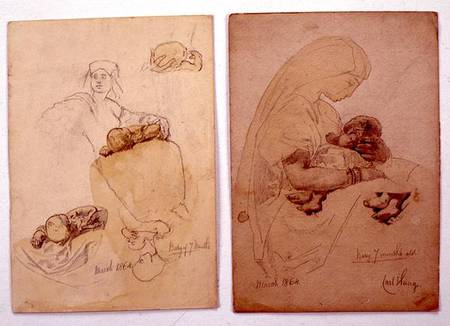 Two studies of a mother and child de Carl Haag