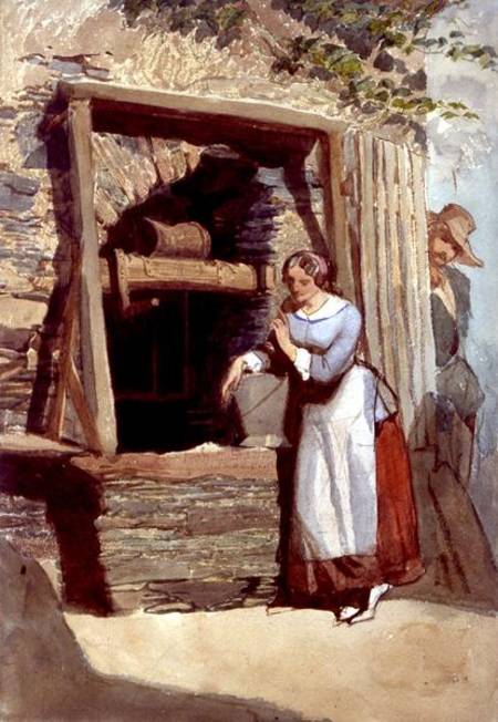 Study of a Lady by a Well, with her Admirer Looking On de Carl Haag