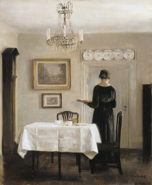 Interior with Lady Carrying Tray,c.1905 (oil on canvas) de Carl Holsoe
