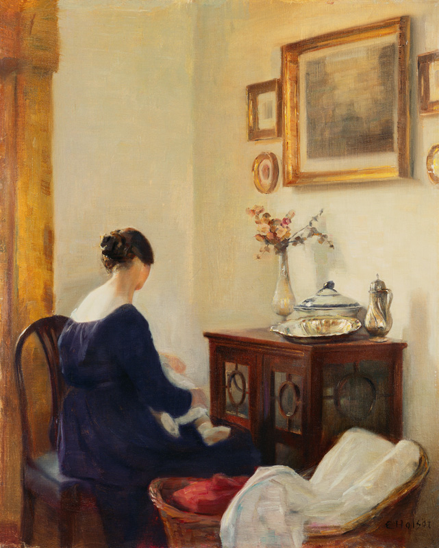 Mother and child in an interior de Carl Holsoe