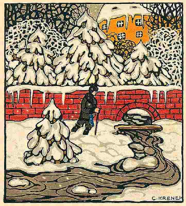 Merry Christmas! Christmas card of the Wiener Werkstätten, No. 763 de Carl Krenek