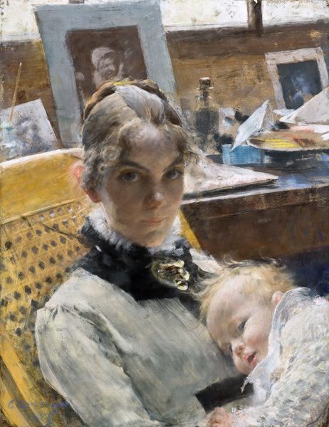 A Studio Idyll: The Artist's Wife and their Daughter Suzanne de Carl Larsson