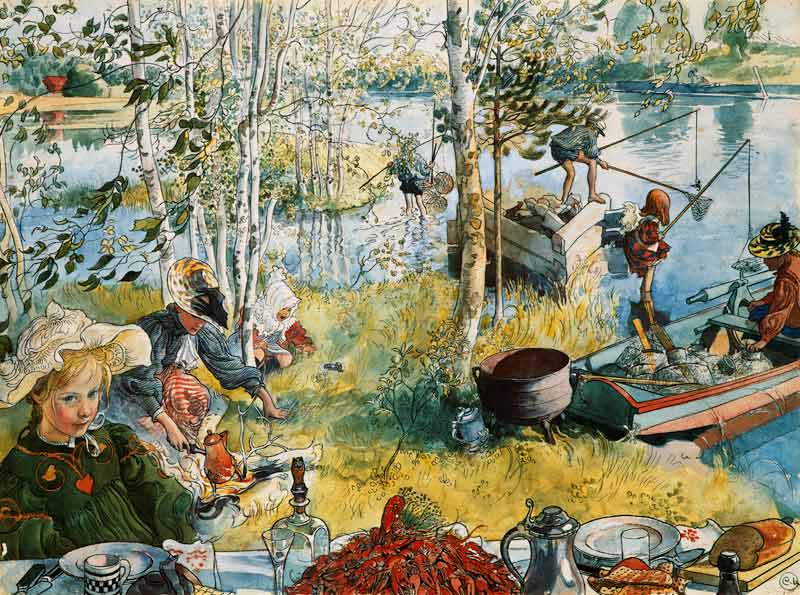 Pescando langostas de Carl Larsson