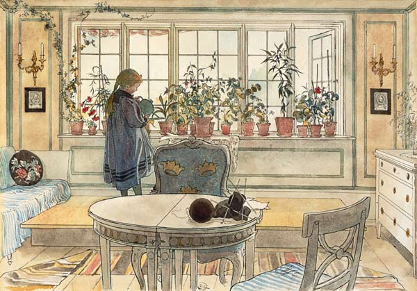 Flores en la ventana de Carl Larsson