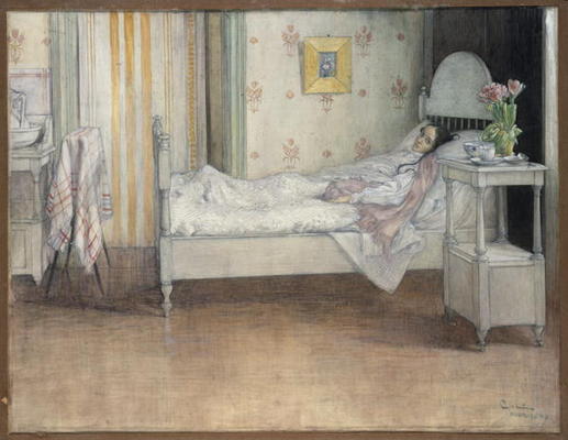 Convalescence, c.1899 (w/c on paper) de Carl Larsson