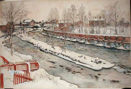 The Timber Chute, Winter Scene, from 'A Home' series de Carl Larsson