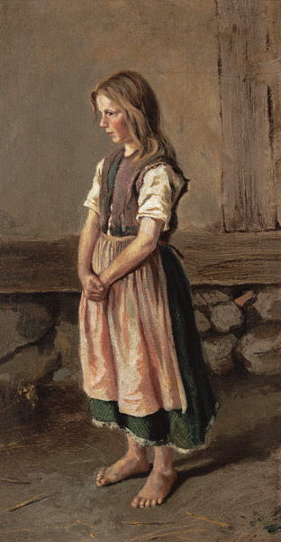 Portrait of a barfüssigen girl. de Carl Malchin