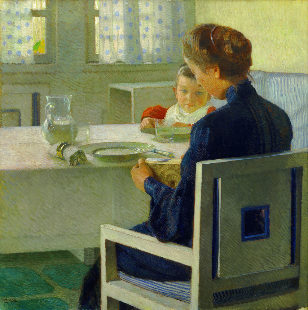 Mutter und Kind bei Tisch. Carl Moll de Carl Moll