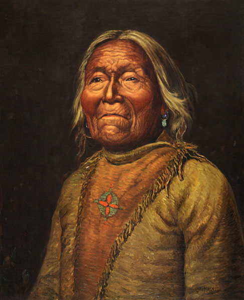 Nar-Ah-Kee Gie Etsu, Old Apache Scout (oil on canvas) de Carl Moon