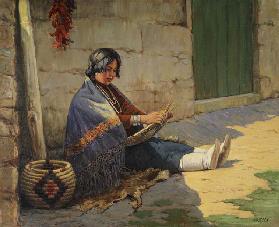 Hopi basket-maker (oil on canvas)