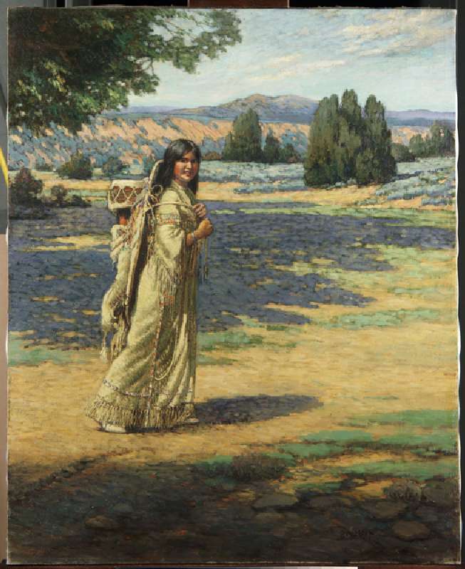 Indian woman with papoose (oil on canvas) de Carl Moon