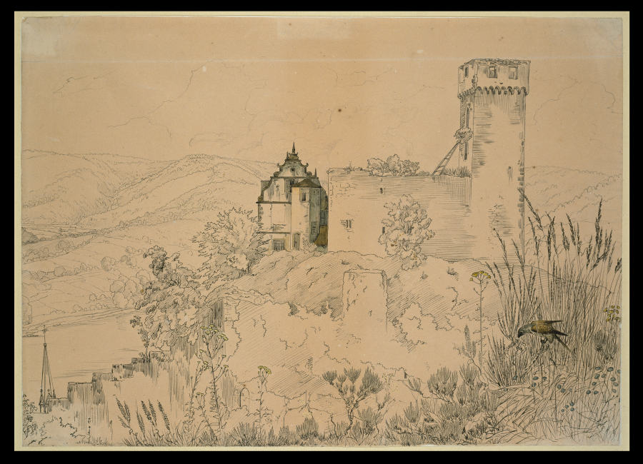Burg Hirschhorn am Neckar (mit dem Falken) de Carl Philipp Fohr