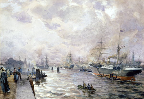 Sailing Ships in the Port of Hamburg de Carl Rodeck