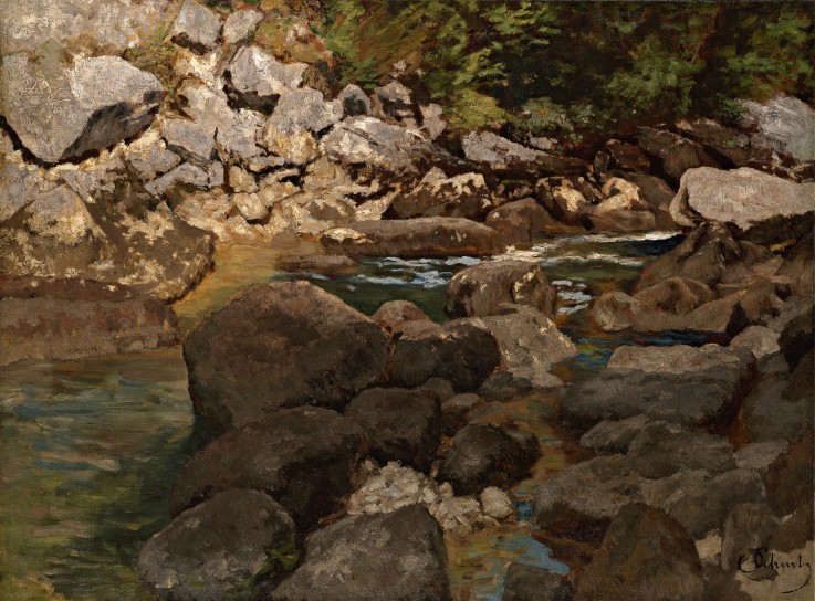 Mountain Stream with Boulders de Carl Schuch