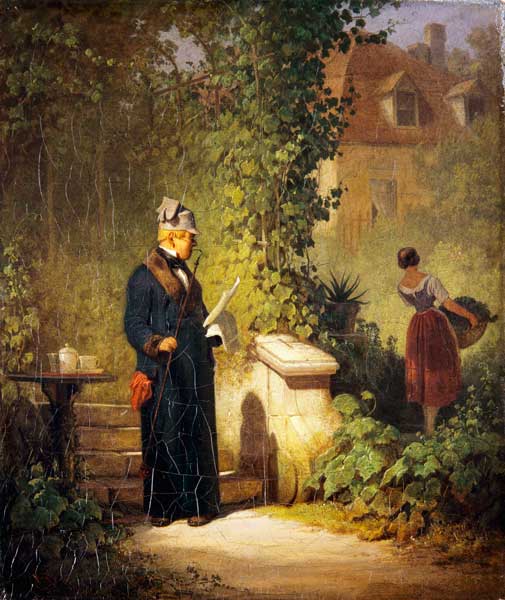Newspaper reader in the garden de Carl Spitzweg