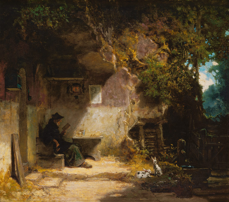 The Hermit in front of His Retreat de Carl Spitzweg