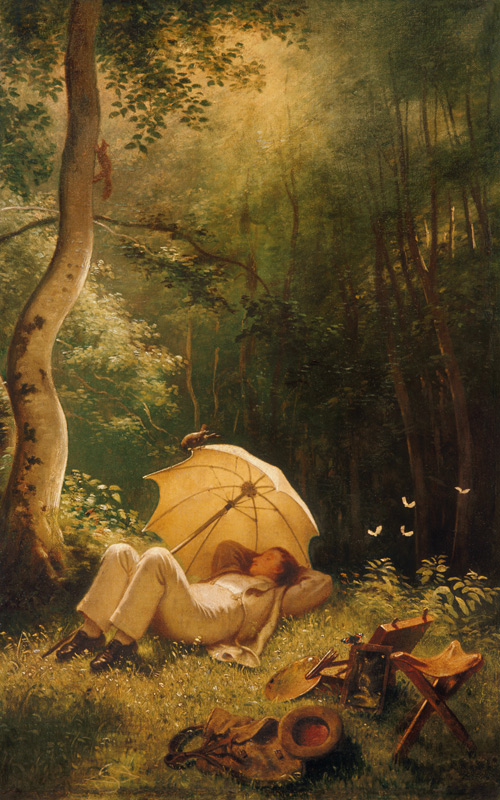 Der Maler (Rast im Walde) de Carl Spitzweg