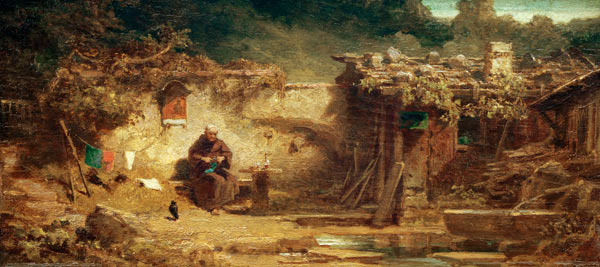 Hermit Knitting / C.Spitzweg de Carl Spitzweg