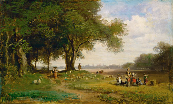 Countryside in front of Munich with shepherd de Carl Spitzweg