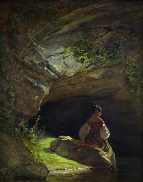 Spitzweg / Girl at the Grotto / Painting de Carl Spitzweg