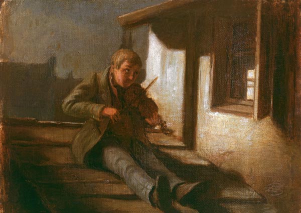 Spitzweg / Fiddler on Roof / Painting de Carl Spitzweg