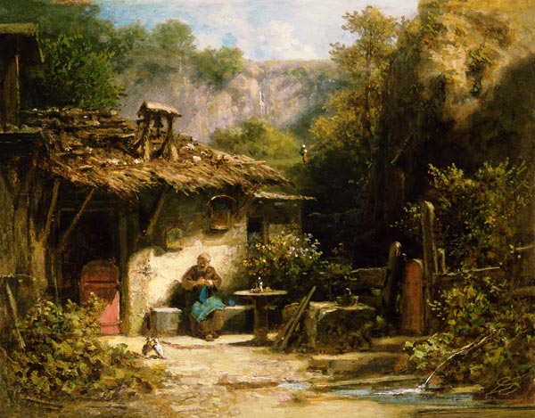 Ermitaño tejiendo de Carl Spitzweg