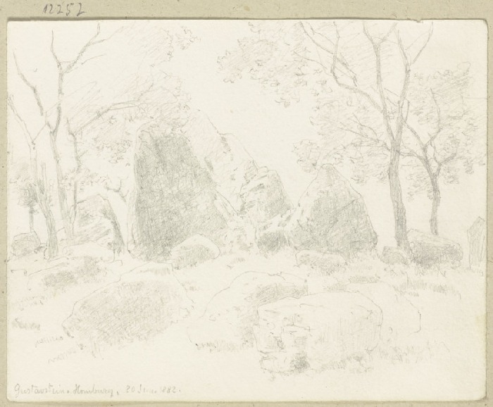 Bäume zwischen Felsbrocken bei Gustavstein de Carl Theodor Reiffenstein