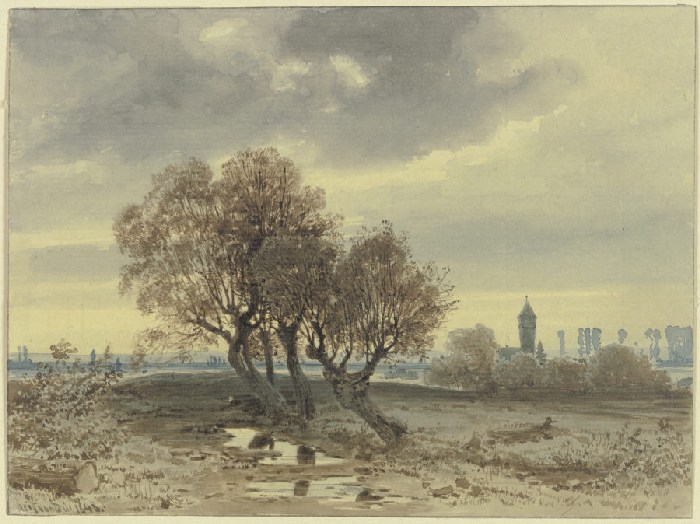Tree group at a river de Carl Theodor Reiffenstein