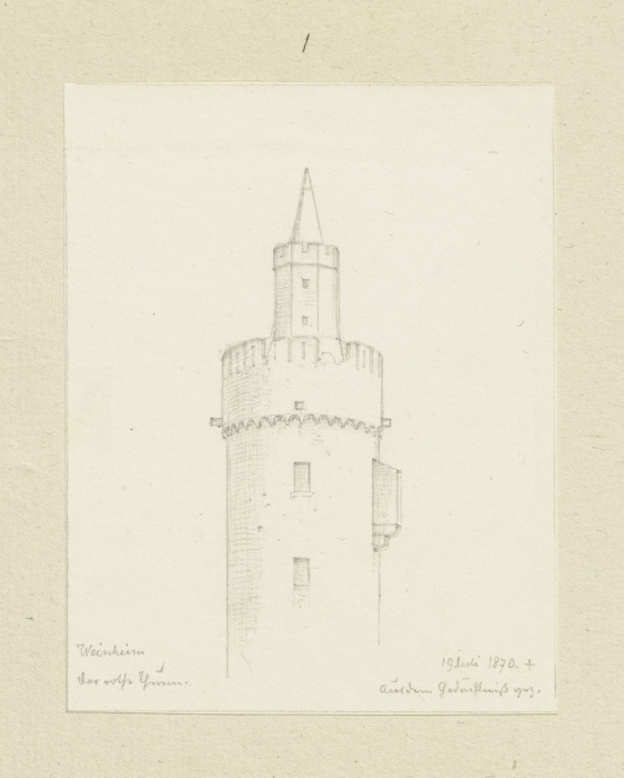 Der rote Turm in Weinheim de Carl Theodor Reiffenstein