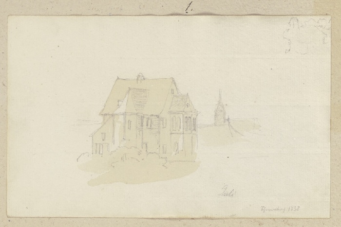 Frei stehendes Haus mit Erkern de Carl Theodor Reiffenstein