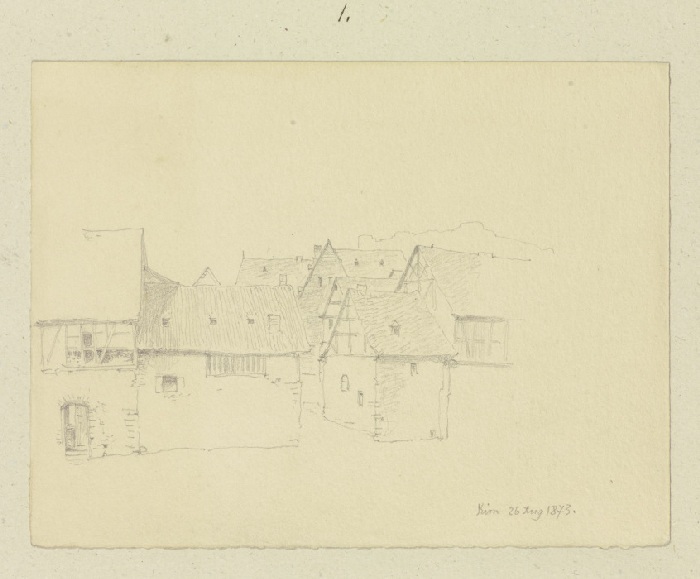 Häuserzeile mit Tordurchfahrt in Kirn de Carl Theodor Reiffenstein
