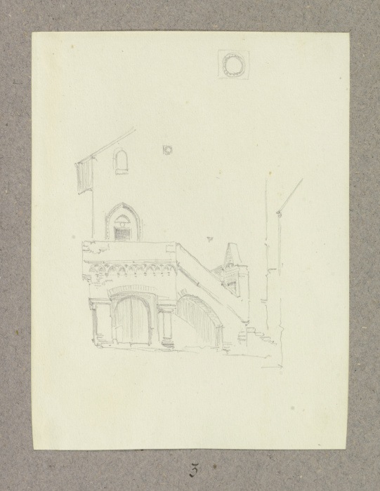 Partie einer Hausfassade mit Treppenabgang de Carl Theodor Reiffenstein