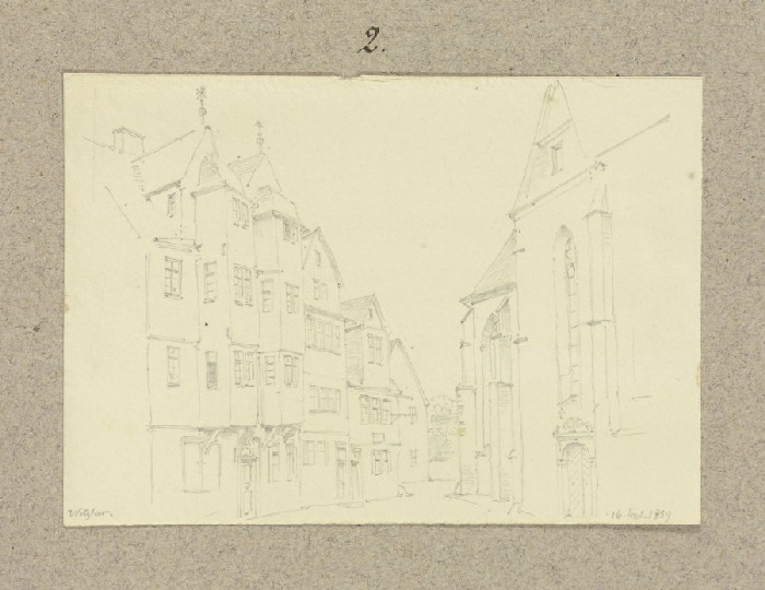 Schillerplatz mit Jerusalemhaus und Franziskanerkirche in Wetzlar de Carl Theodor Reiffenstein