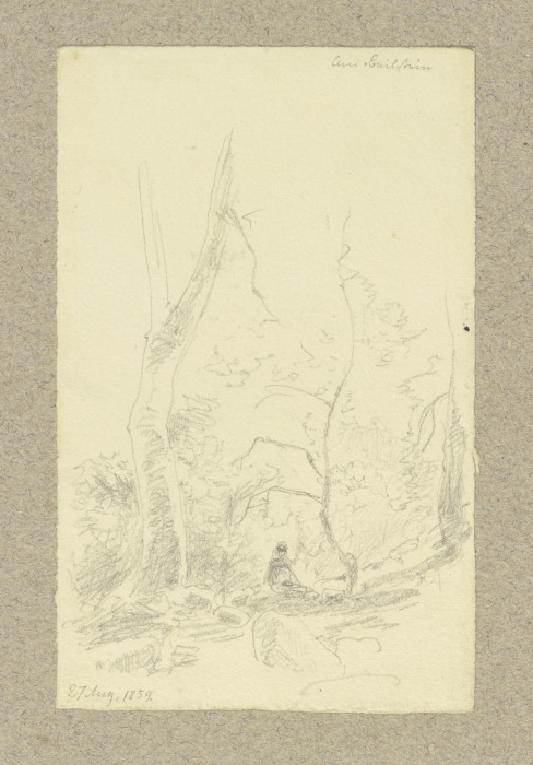 Waldpartie bei Beilstein mit sitzender Gestalt de Carl Theodor Reiffenstein