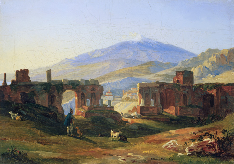The Greek theatre of Taormina. de Carl Wilhelm Götzloff