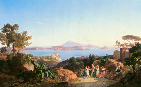 View of the Gulf of Pozzuoli with Mount Solfatara, c.1830 (oil on canvas) de Carl Wilhelm Götzloff