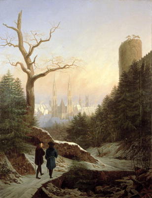 Winter Landscape with Gothic Church, 1821 (oil on canvas) de Carl Wilhelm Götzloff