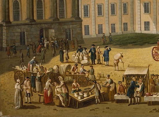 Market in the Alter Markt, Potsdam, 1772 (detail from 330433) de Carl Christian Baron