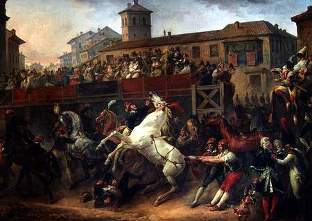 Scene of an unmounted horse race in Rome de Carle Vernet
