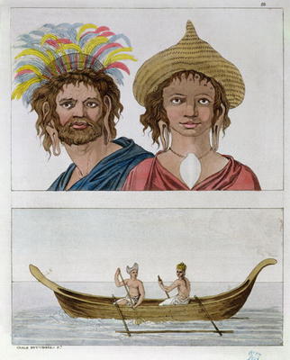 Inhabitants of Easter Island, from 'Le Costume Ancien et Moderne' by Jules Ferrario, c.1820 (coloure de Carlo Botticelli