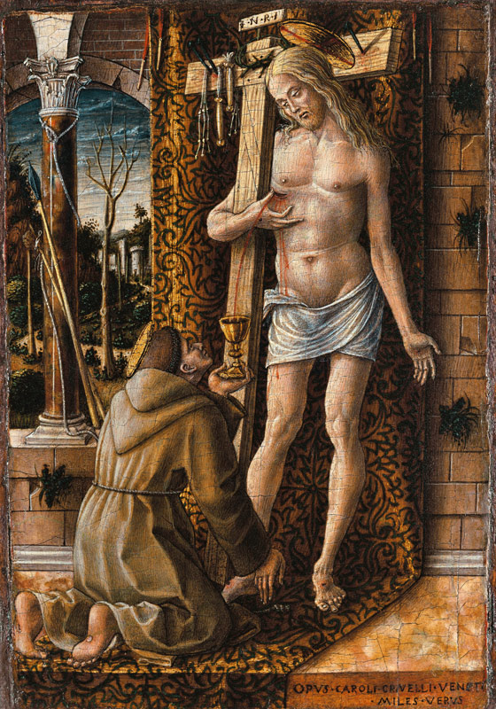 Saint Francis Catches the Blood of Christ from the Wounds de Carlo Crivelli