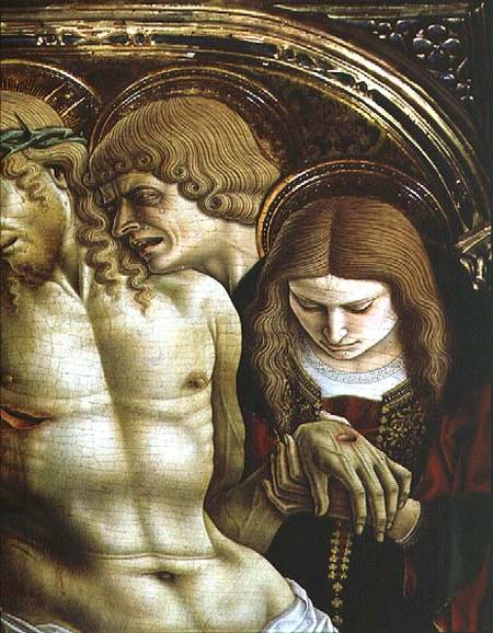 Lamentation of the Dead Christ, detail of St. John the Evangelist and Mary Magdalene, from the Sant' de Carlo Crivelli