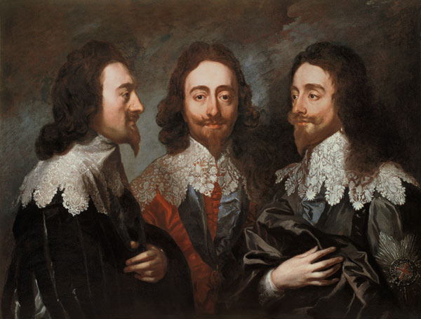 Charles I in Three Positions (1600-49) Painting after Van Dyck de Carlo Maratta