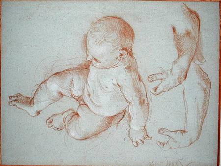 The Infant Romulus and two studies of a man's left arm de Carlo Maratta